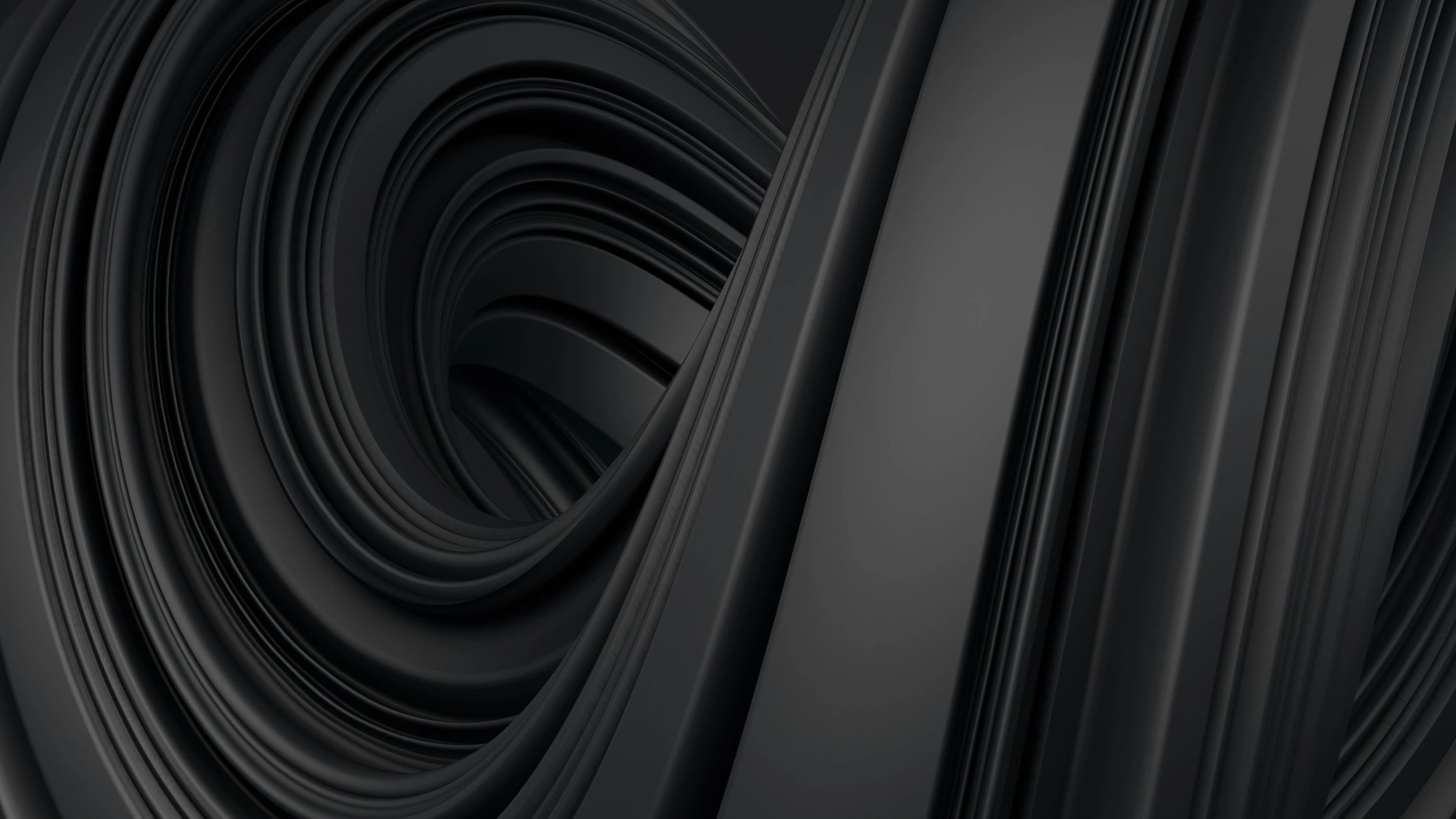 Abstract dark 3D shape on black background